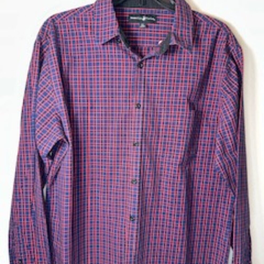 Beverly‎ Hills Polo Club Button Down Men’s Shirt Long Sleeve Plaid